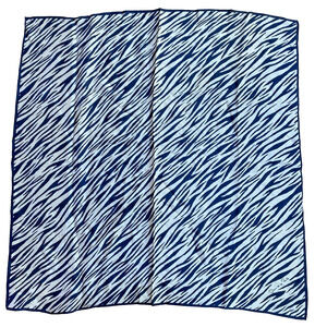 Vintage Oscar De La Renta Silk Scarf Navy Blue & White Mod Stripes Large Square